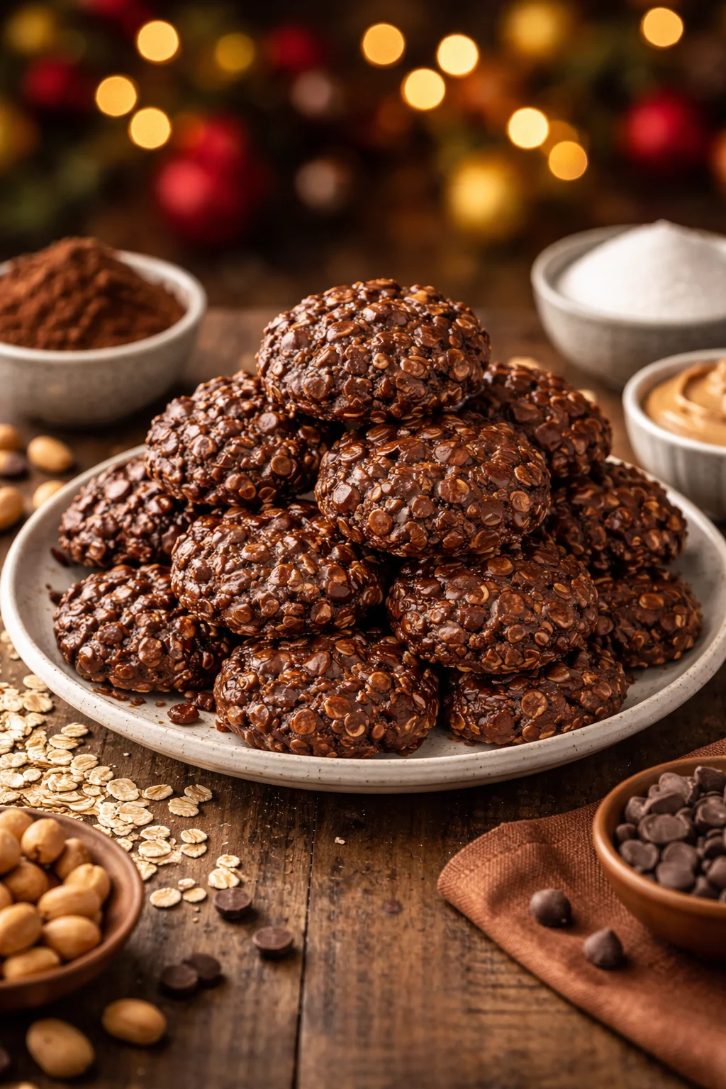 CHOCOLATE PEANUT BUTTER NO-BAKE COOKIES
