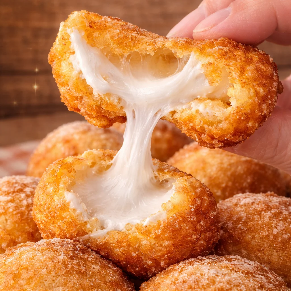 Delicious deep fried marshmallows coated in golden batter and drizzled with chocolate.