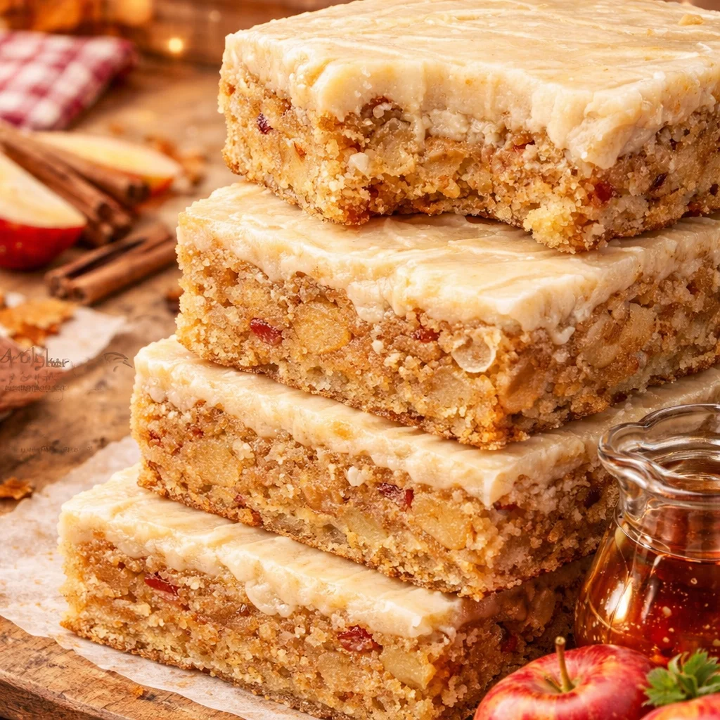 Moist and delicious cherry apple brownies topped with a sweet maple glaze.