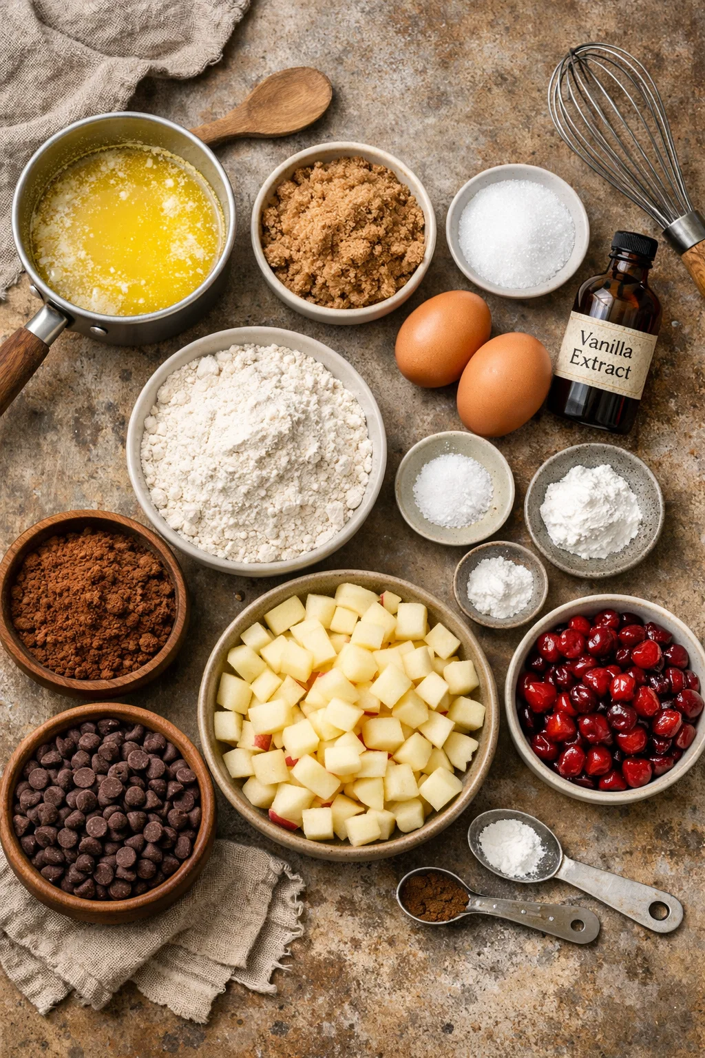 Moist & Cherry Apple Brownies with maple glaze