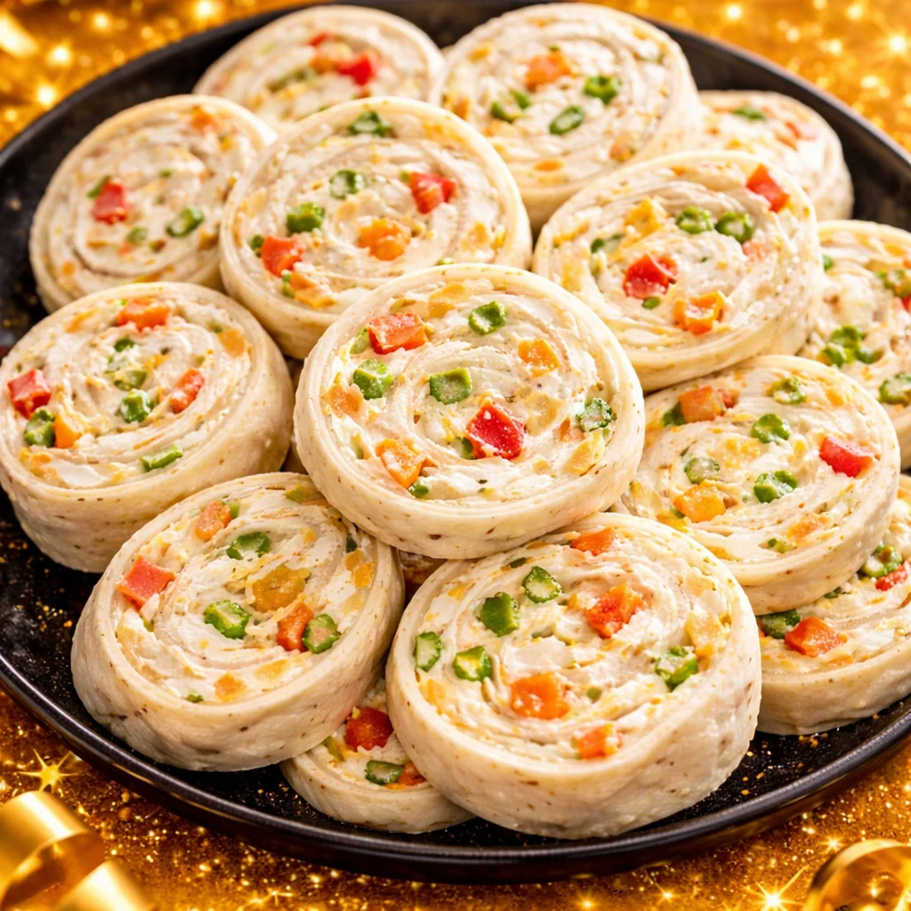 Delicious Ranch Roll Ups filled with cream cheese and ham, perfect for appetizers.