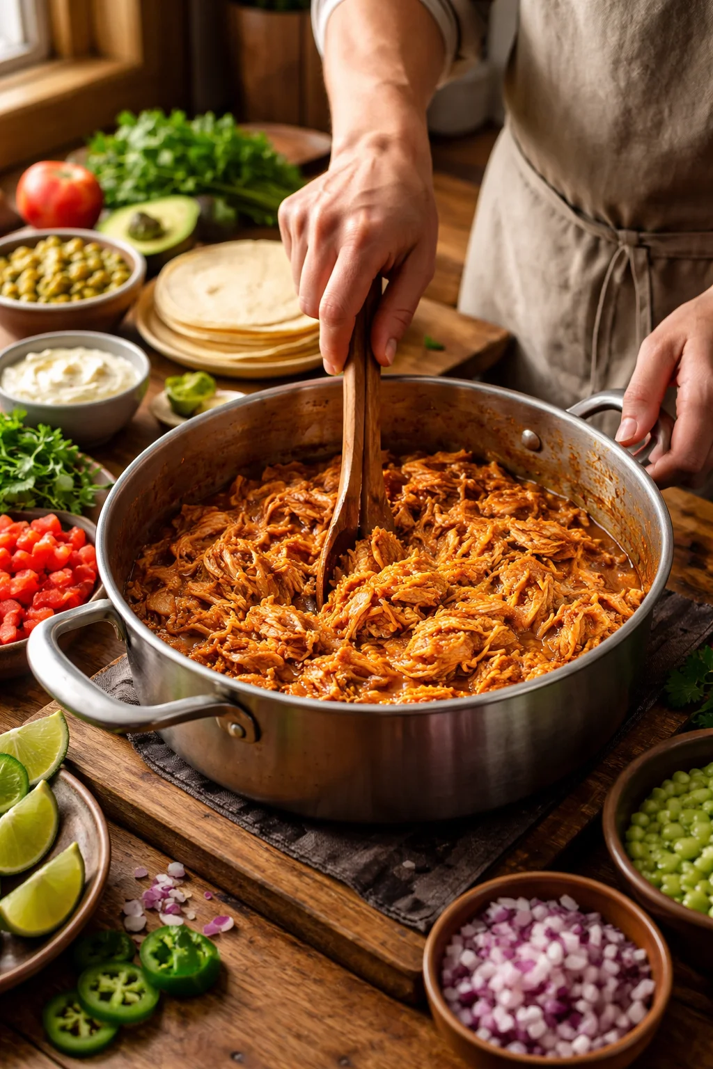 SLOW COOKER QUESO CHICKEN TACOS