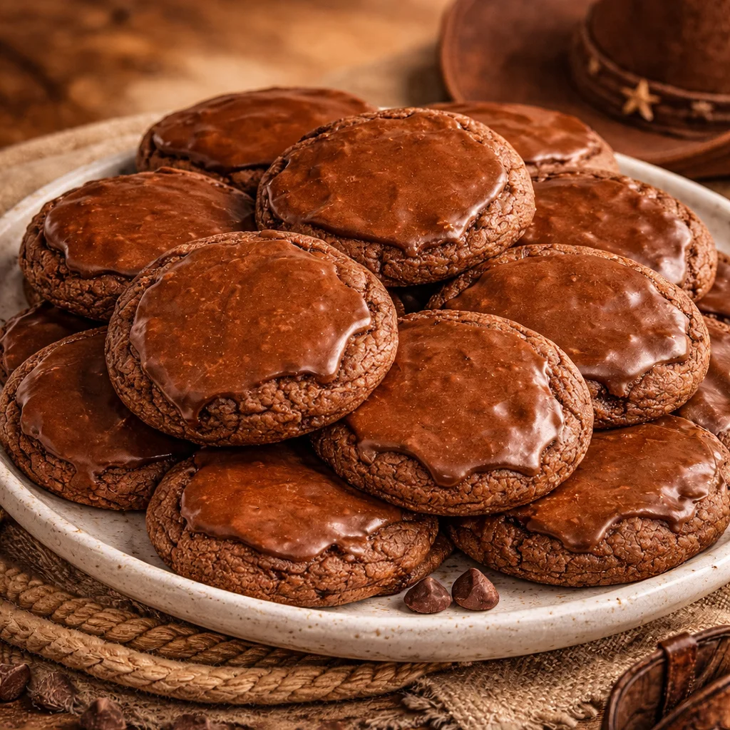 Delicious Texas Sheet Cake Cookies topped with rich chocolate frosting and nuts