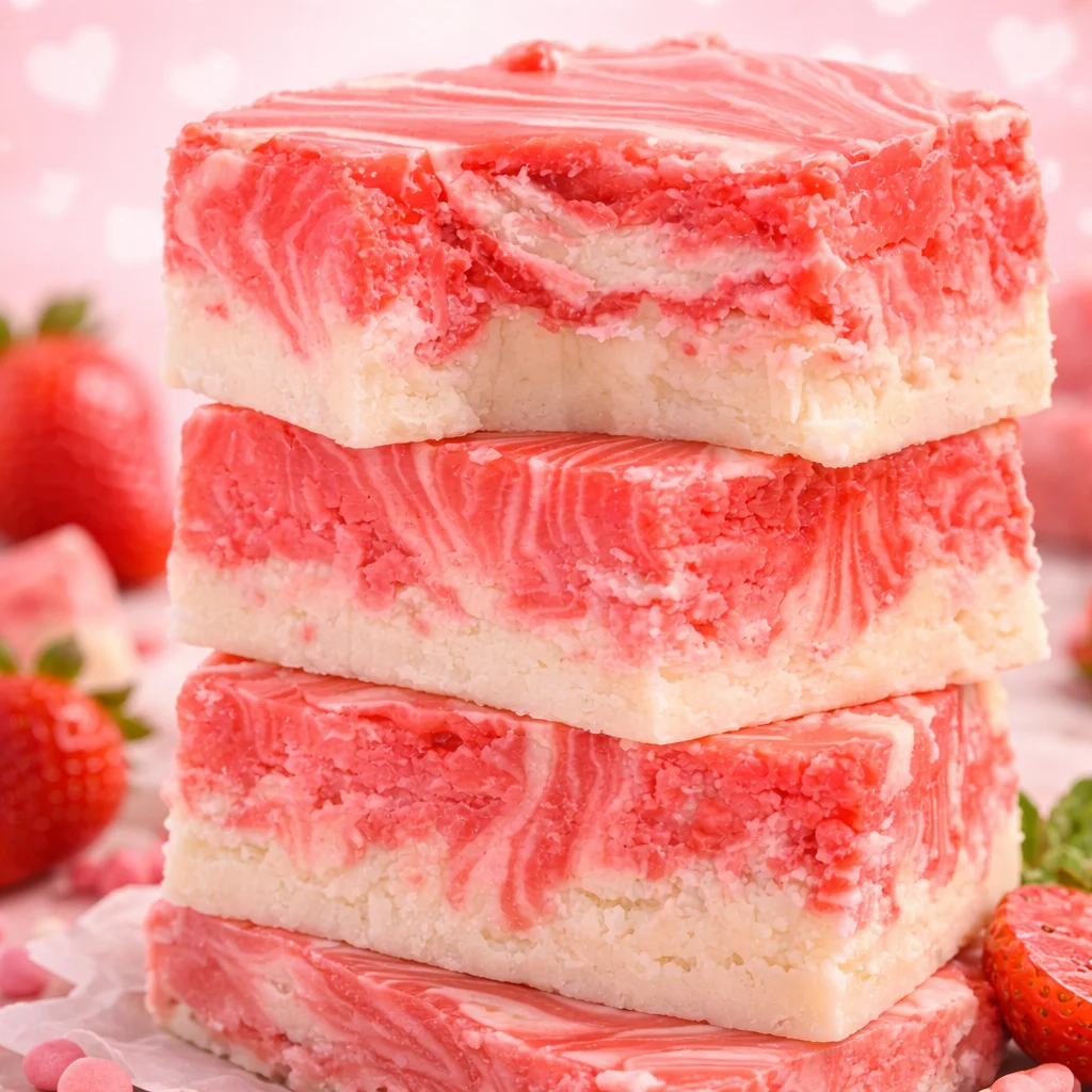 Delicious homemade Valentine's Day Fudge decorated with sprinkles and heart-shaped candies.