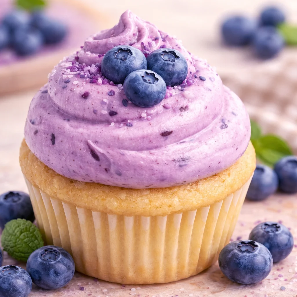 Delicious blueberry frosting made with fresh blueberries for vibrant color and flavor