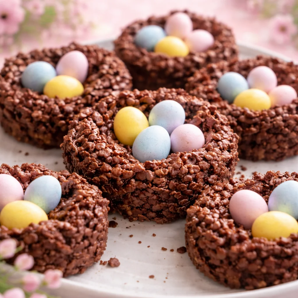 Delicious Chocolate Bird Nest cookies made with chow mein noodles and chocolate eggs.