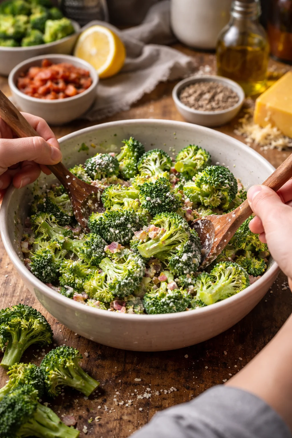 CREAMY BROCCOLI SALAD WITH BACON