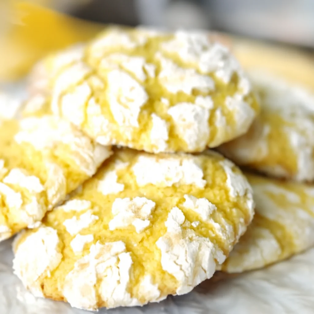 Delicious lemon cake mix cookies with fresh lemon flavor and powdered sugar topping.