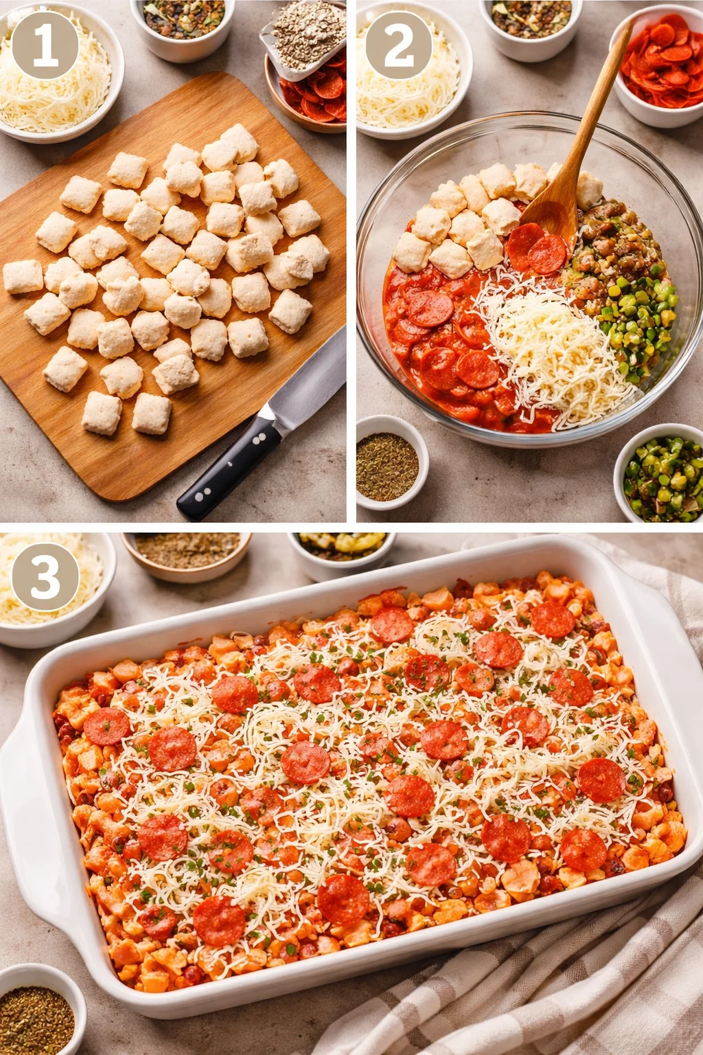 Pizza Casserole with Biscuits