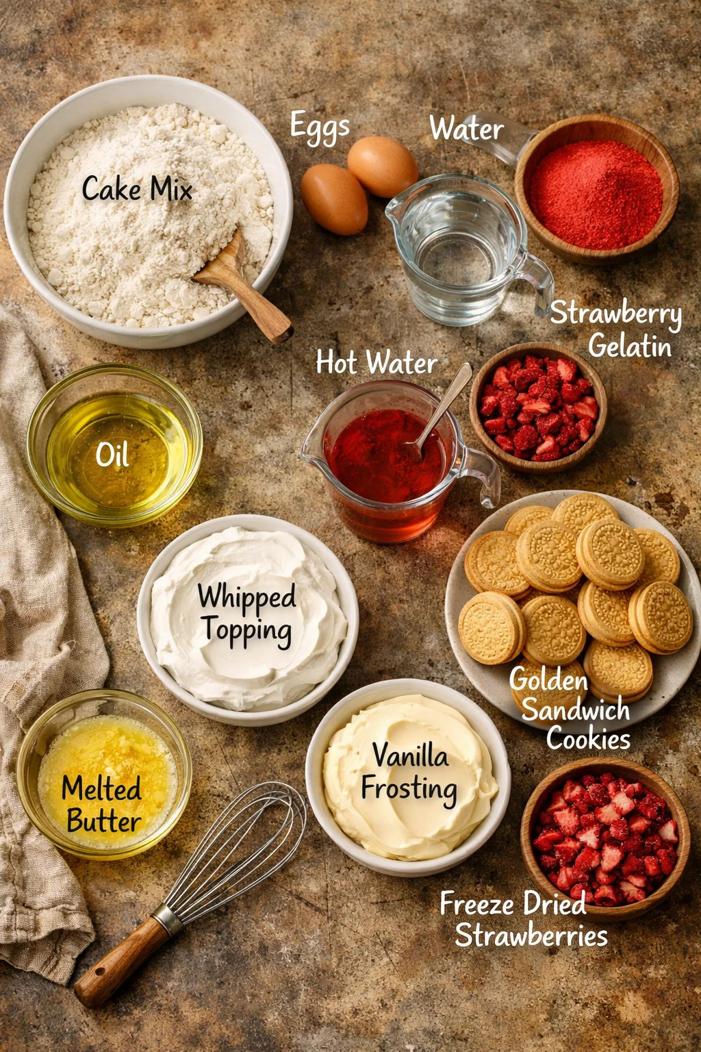 Strawberry Crunch Poke Cake