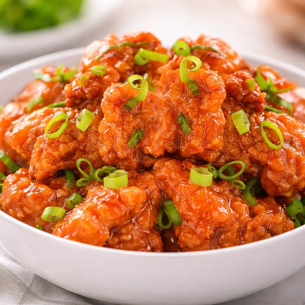 Delicious 4-ingredient Orange Chicken served with rice in a bowl.