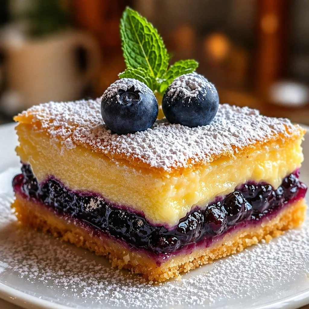 Delicious Baby Blueberry Lemon Impossible Pies topped with a crumble, ideal for spring celebrations.