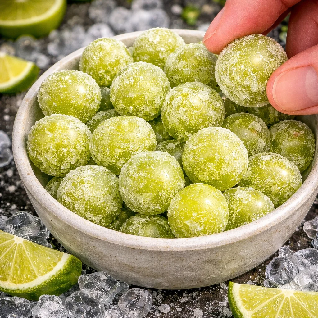 Boozy White Trash Grapes recipe featuring sweet grapes soaked in alcohol and sugar.