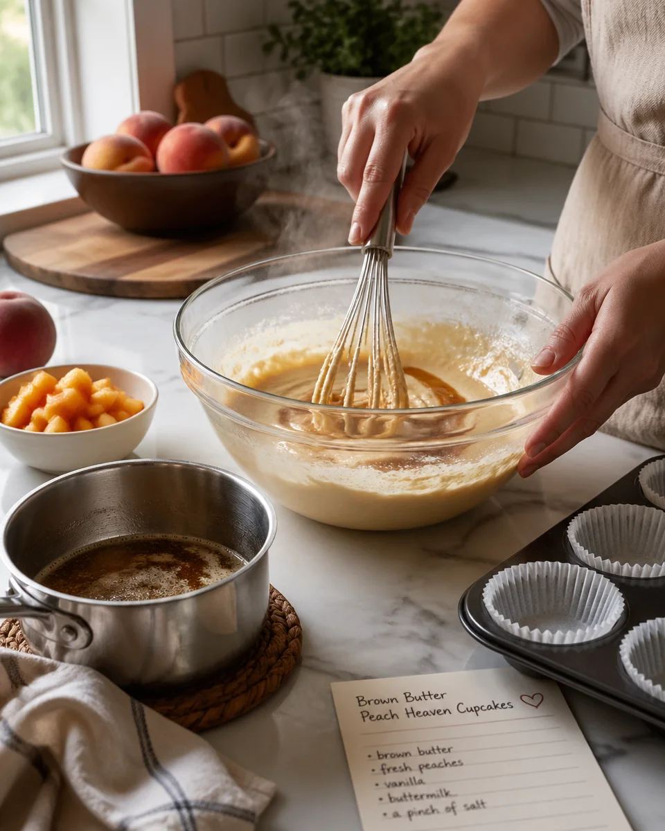 Brown Butter Peach Heaven Cupcakes