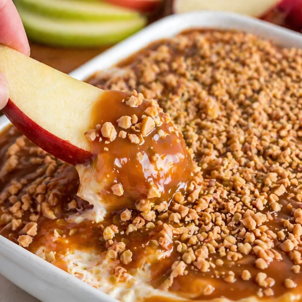 Delicious Caramel Apple Dip with cream cheese, perfect for dipping fresh apples.