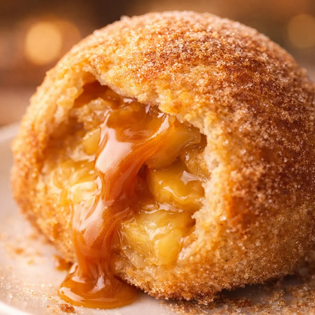 Delicious Caramel Apple Pie Bombs with flaky crust and gooey caramel filling.