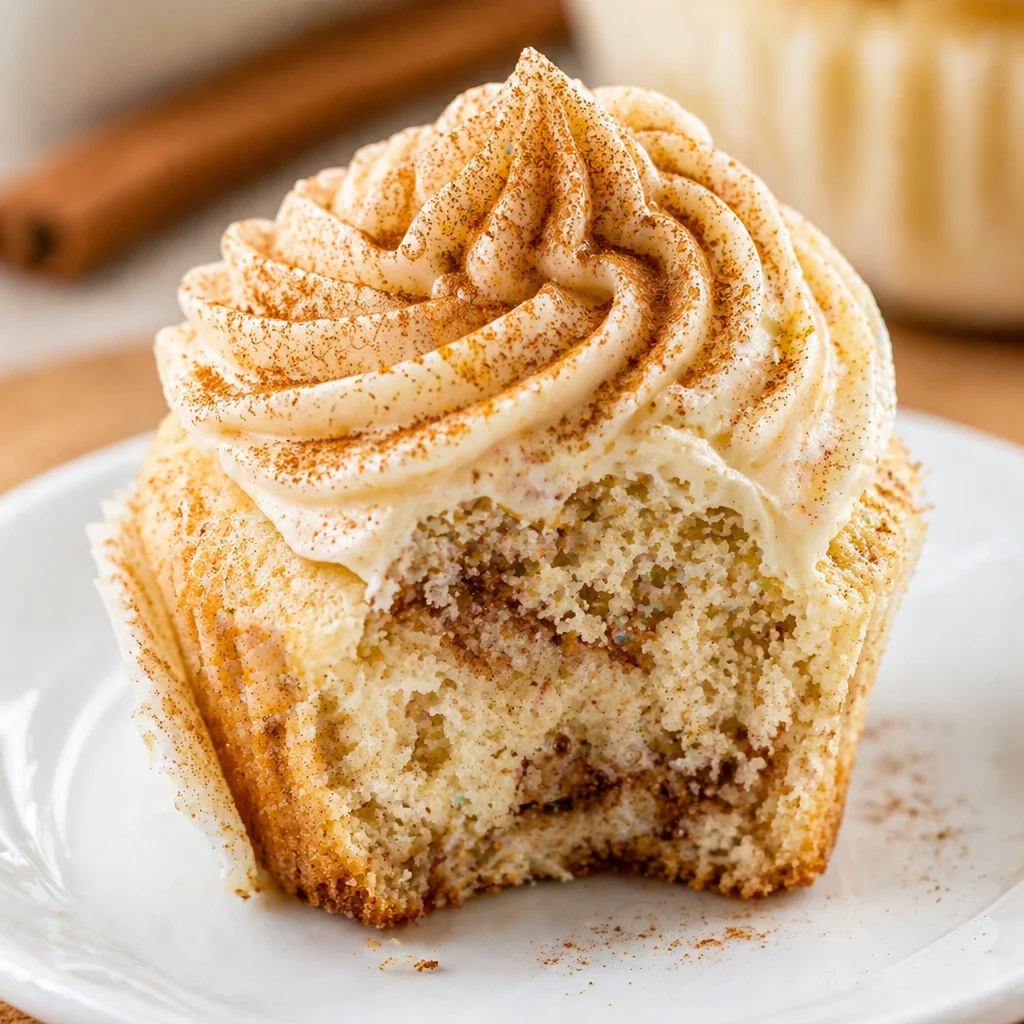 Moist Cinnamon Cupcakes with cream cheese frosting and cinnamon sugar swirl topping