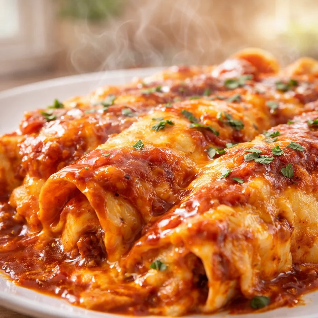 Delicious Freezer Enchiladas ready for meal prep and freezing.