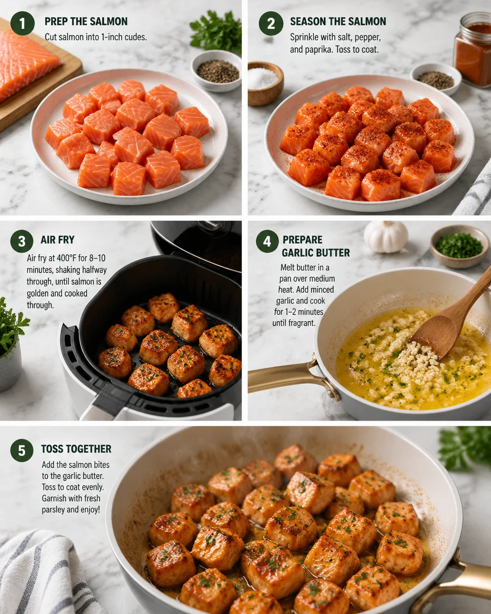 Garlic Butter Salmon Bites with Lemon Herb Rice