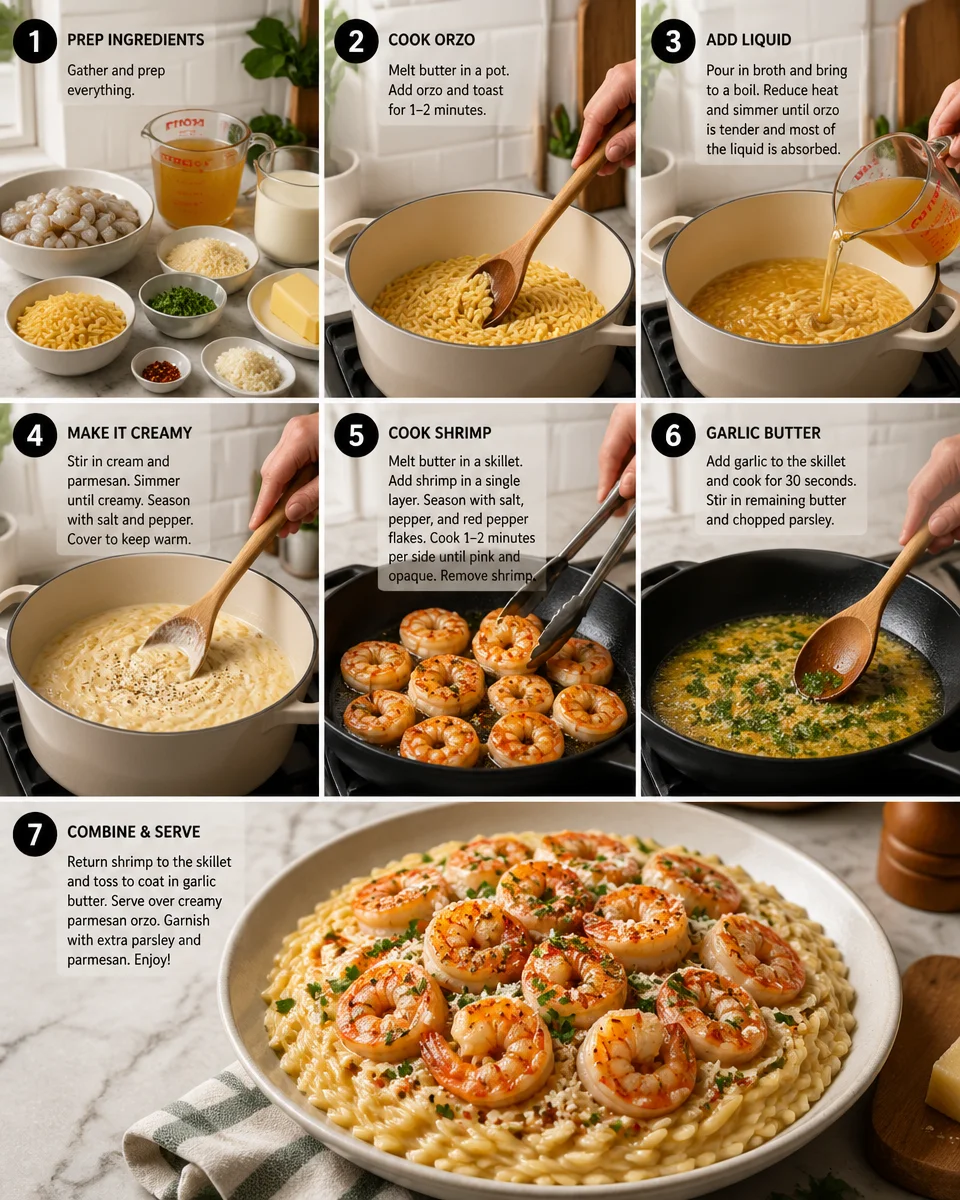 Garlic Butter Shrimp and Creamy Parmesan Orzo
