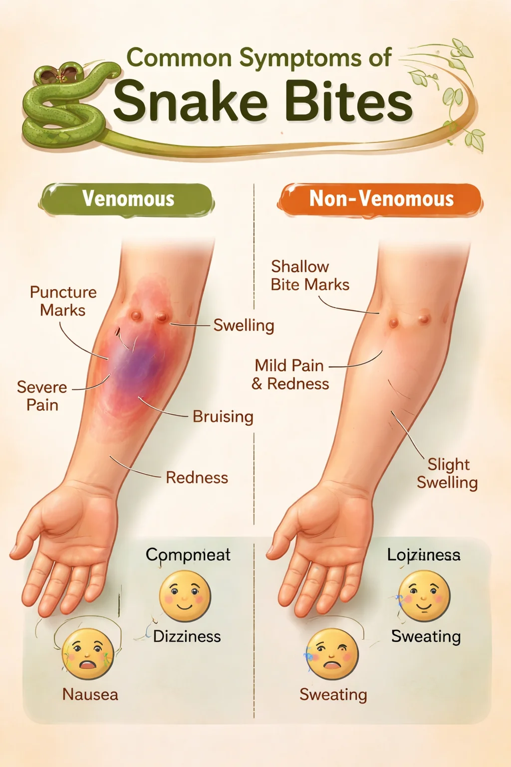 Identifying Snake Bites: Venomous vs. Non-Venomous