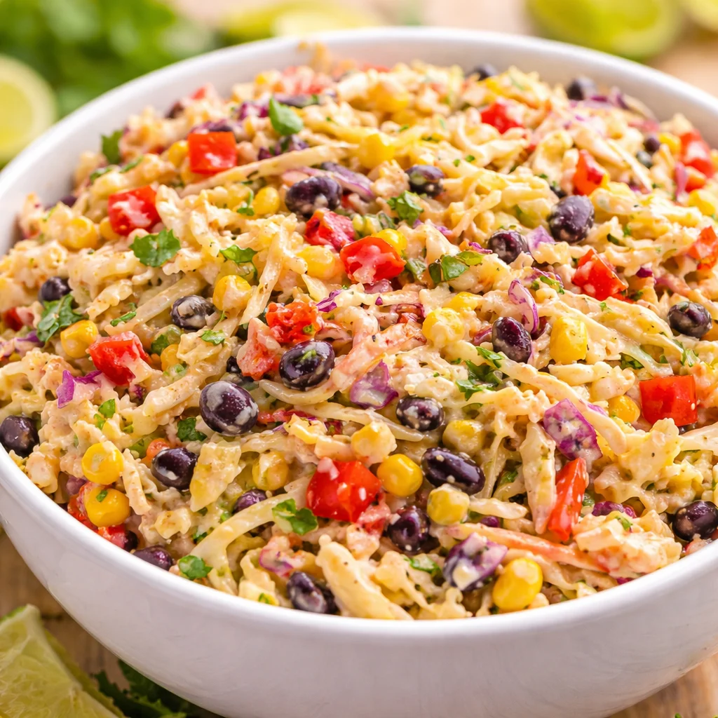 Delicious Mexican Coleslaw with colorful veggies and creamy dressing