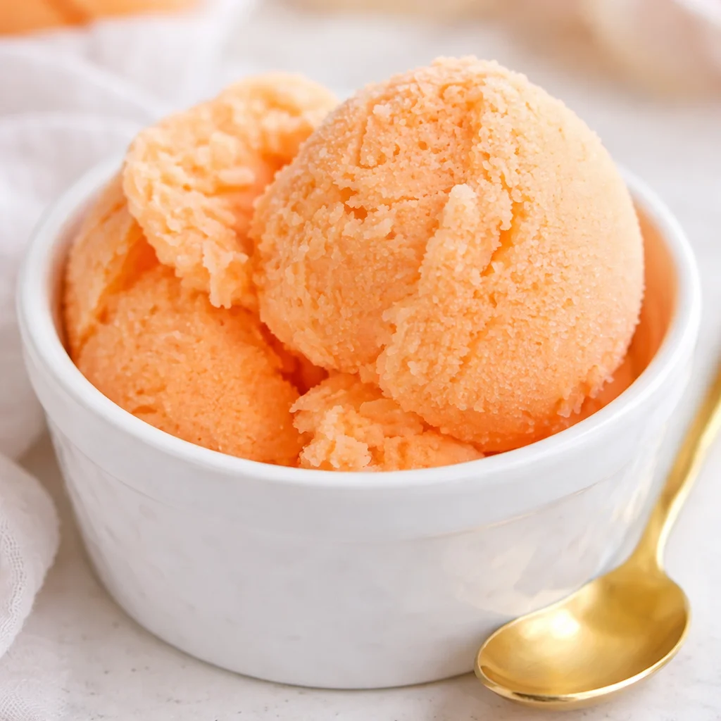Delicious homemade Orange Crush Sherbet made with soda and sweetened condensed milk.
