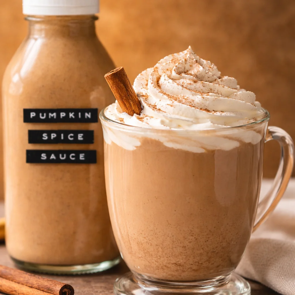 Homemade Pumpkin Spice Latte made with real pumpkin and spices in a cozy setting.