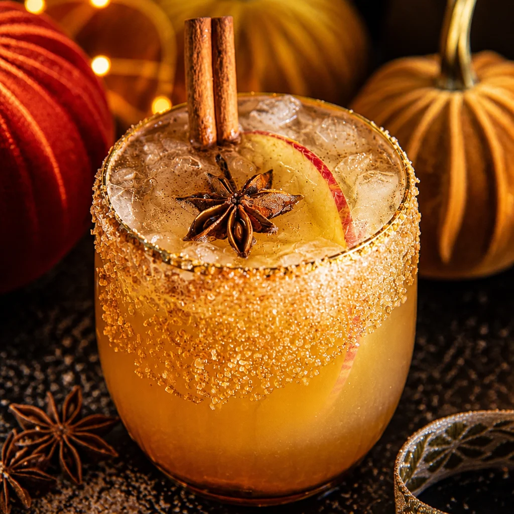 Sparkling Apple Cider Harvest Punch with Ginger Ale garnished with apple slices