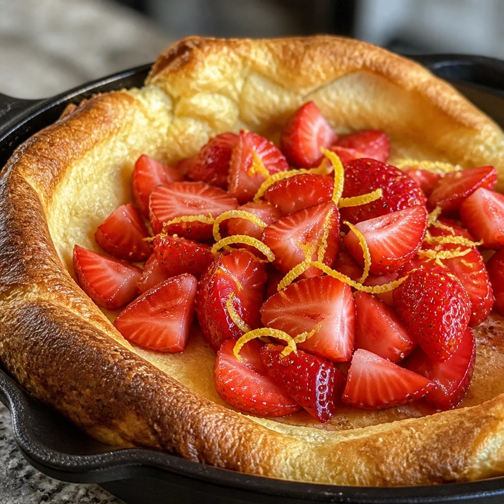 Slice of Baby Strawberry Cream Cheese Impossible Pie topped with fresh strawberries.