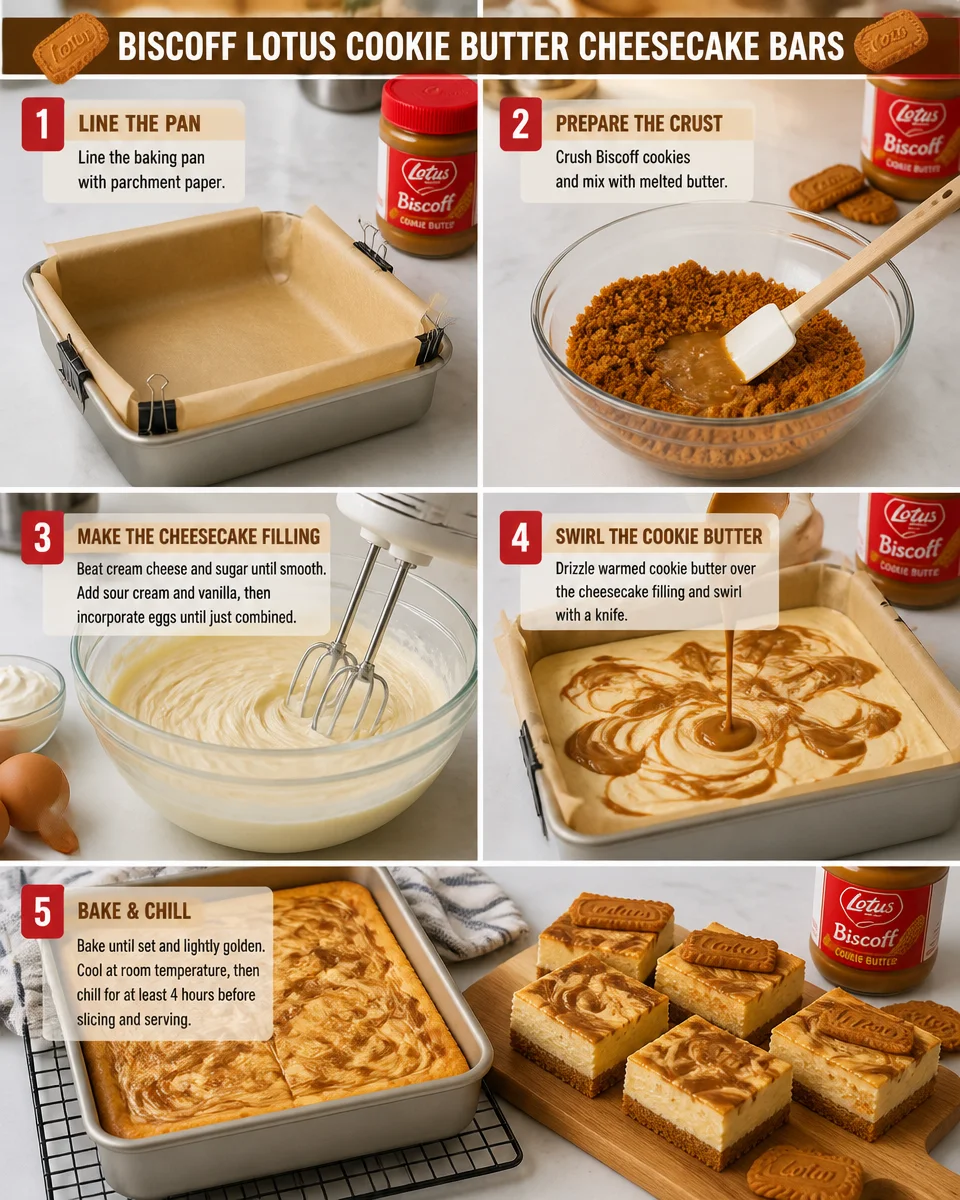 Biscoff Lotus Cookie Butter Cheesecake Bars