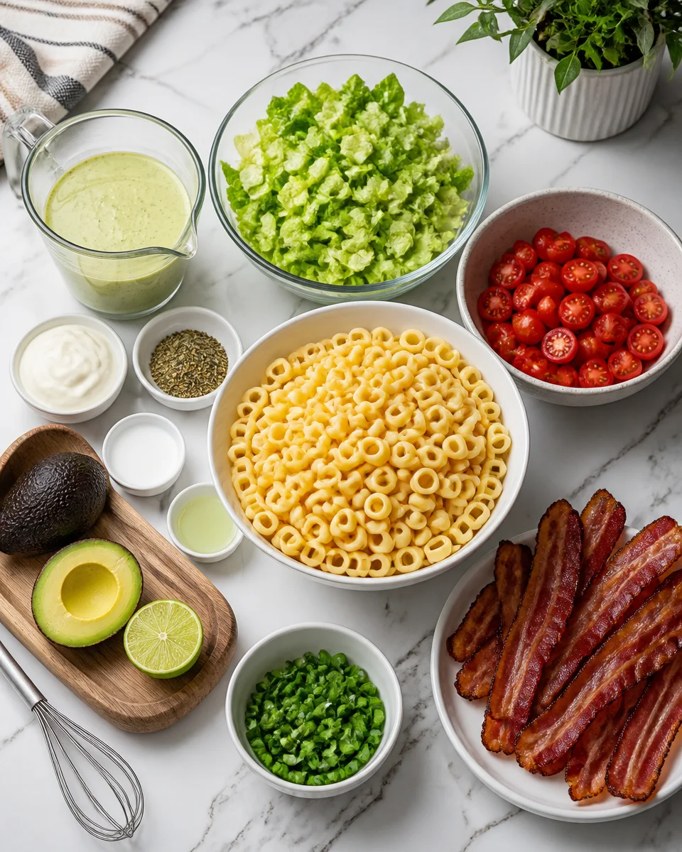 BLT Pasta Salad with Avocado Ranch Dressing