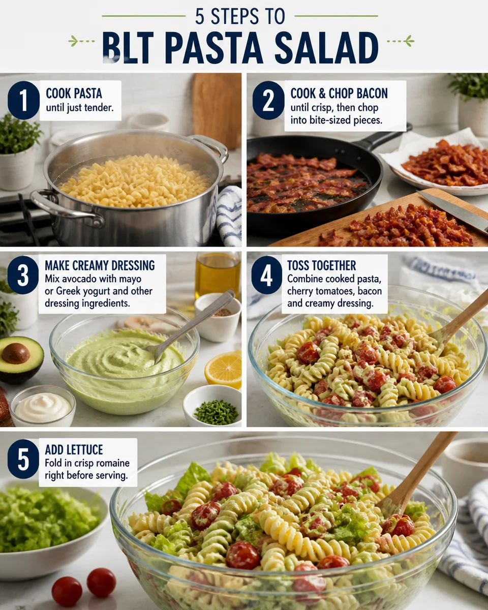 BLT Pasta Salad with Avocado Ranch Dressing