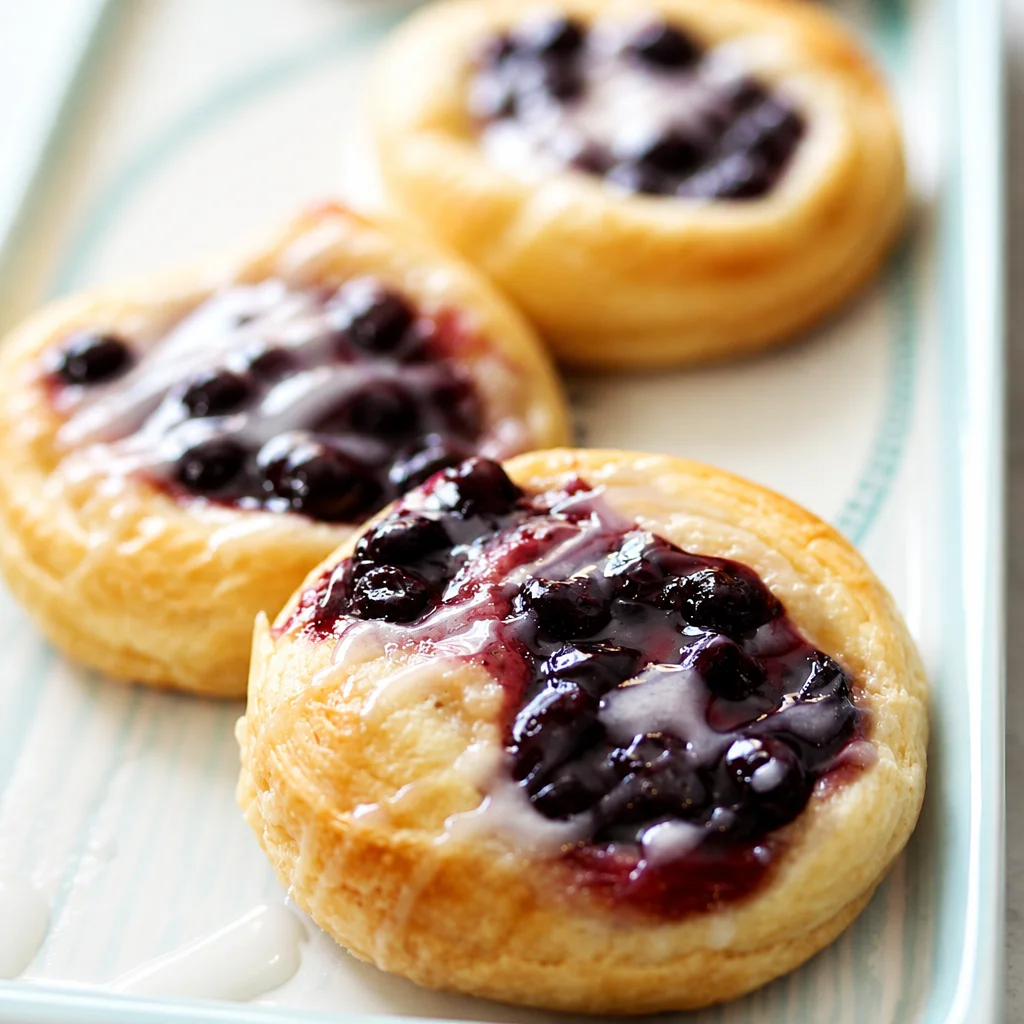 Delicious Blueberry Cream Cheese Danish made with crescent rolls and blueberry filling