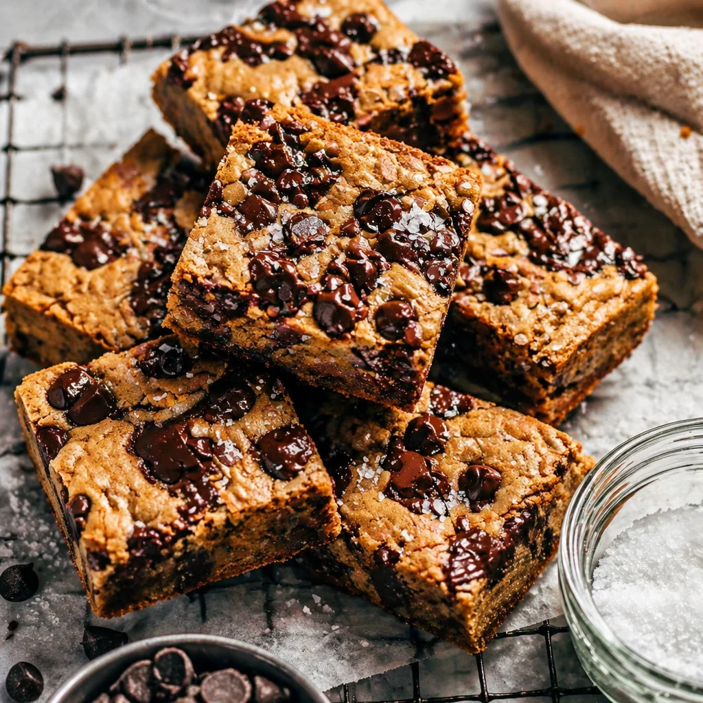 Delicious Brown Butter Chocolate Chip Cookie Bars with gooey chocolate chunks.