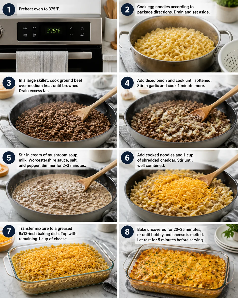 Cheesy Ground Beef Noodle Casserole