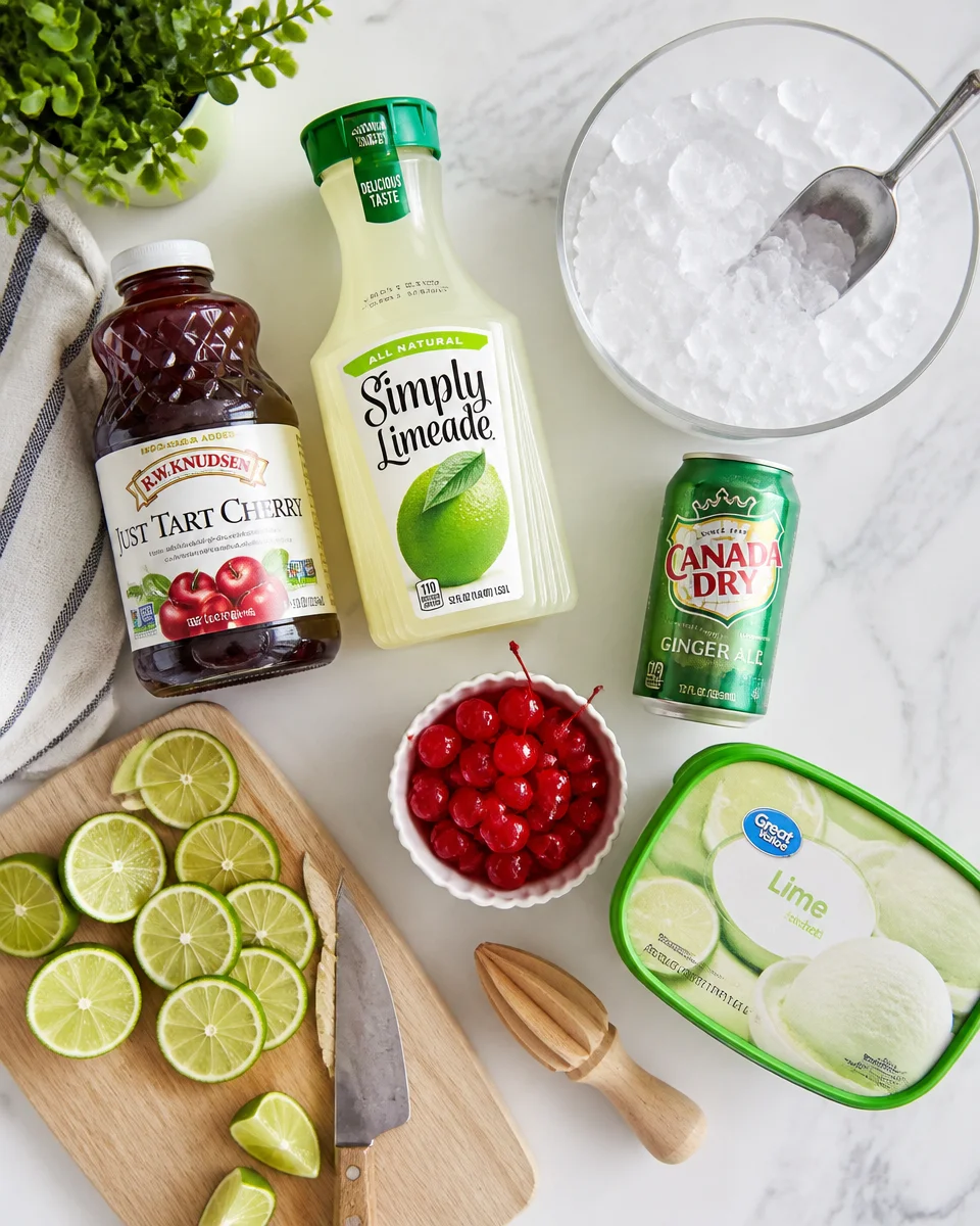 Cherry Limeade Punch with Sherbet