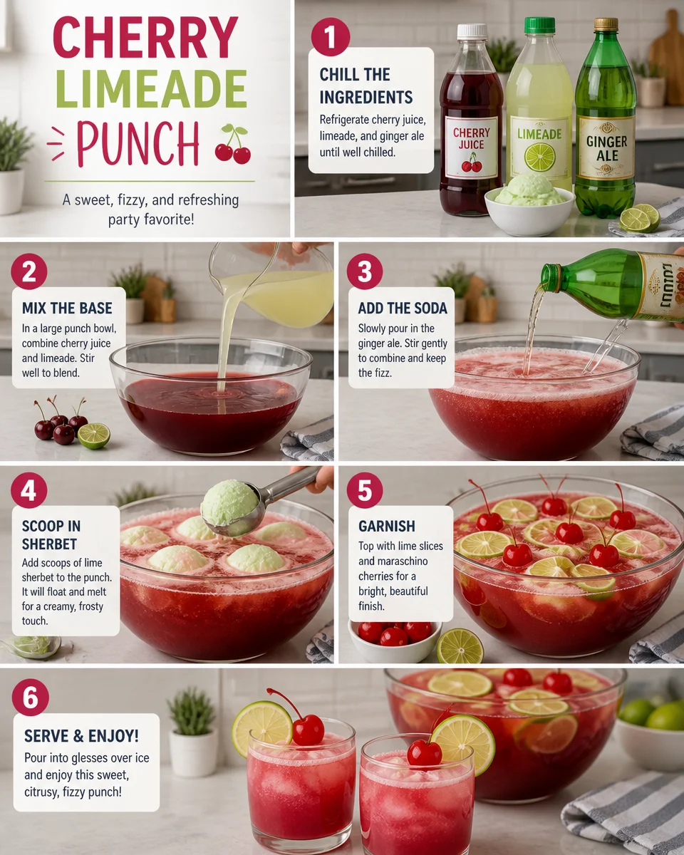 Cherry Limeade Punch with Sherbet