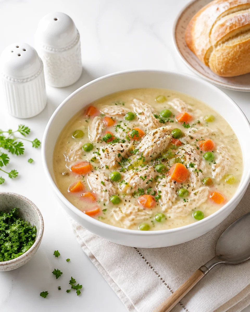 Chicken Pot Pie Soup with Biscuit Topping