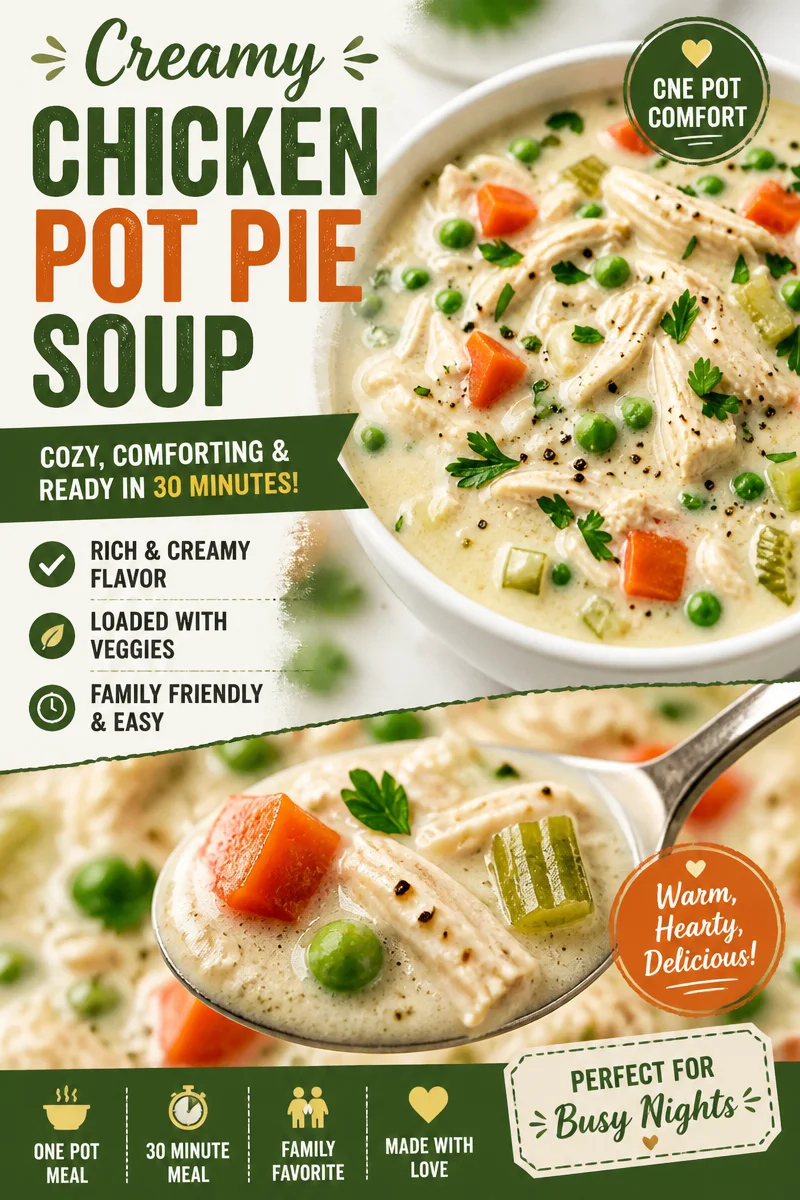 Chicken Pot Pie Soup with Biscuit Topping