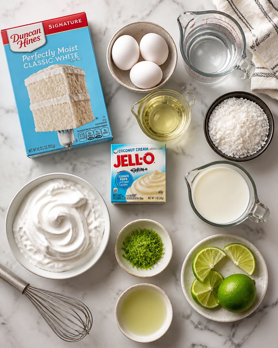 Coconut Lime Poke Cake with Whipped Cream