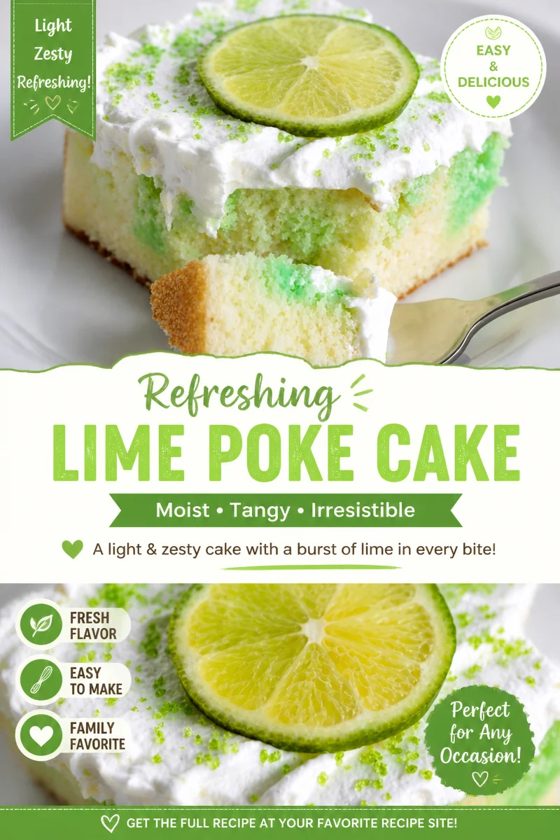 Coconut Lime Poke Cake with Whipped Cream