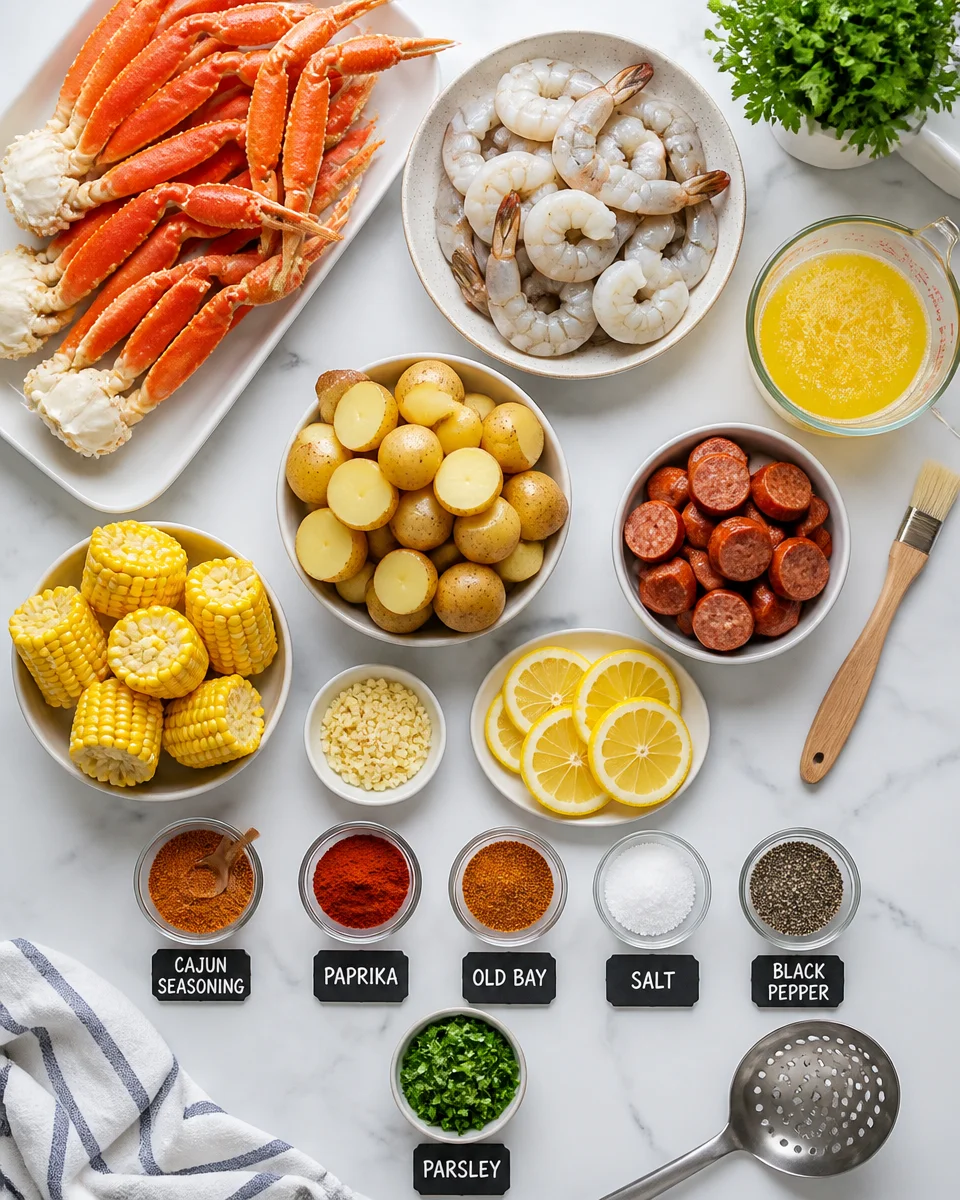 Crab Legs and Shrimp Butter Foil Packets