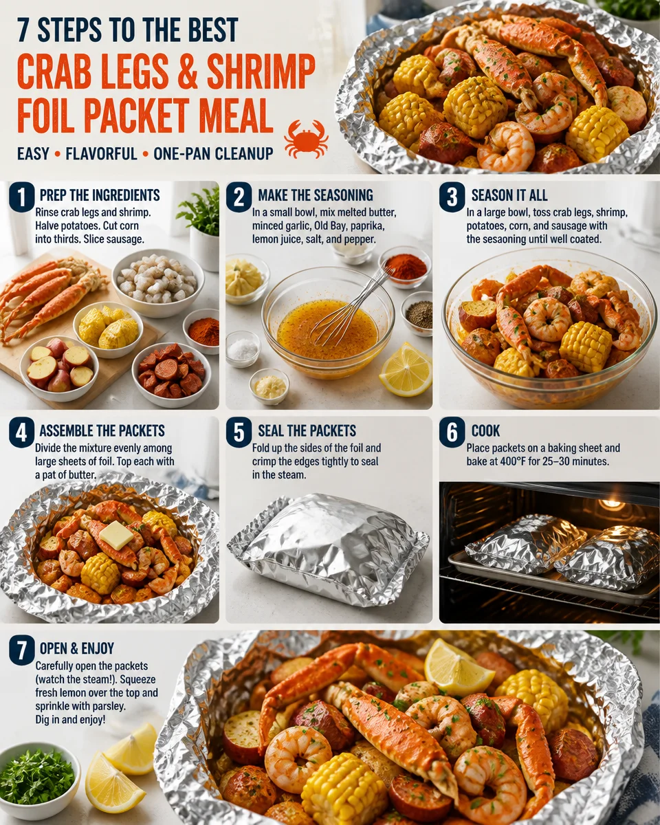 Crab Legs and Shrimp Butter Foil Packets