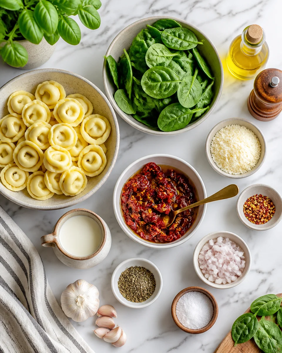 Creamy Sun-Dried Tomato and Spinach Tortellini