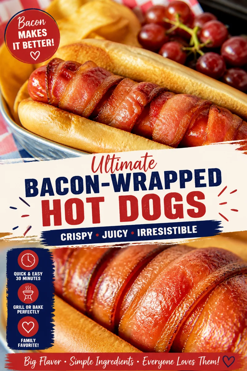 Crescent Roll Hot Dogs Wrapped in Bacon