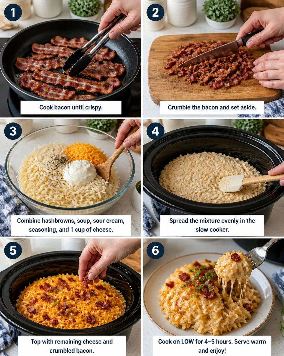 Crock Pot Cheesy Hashbrown Casserole with Bacon