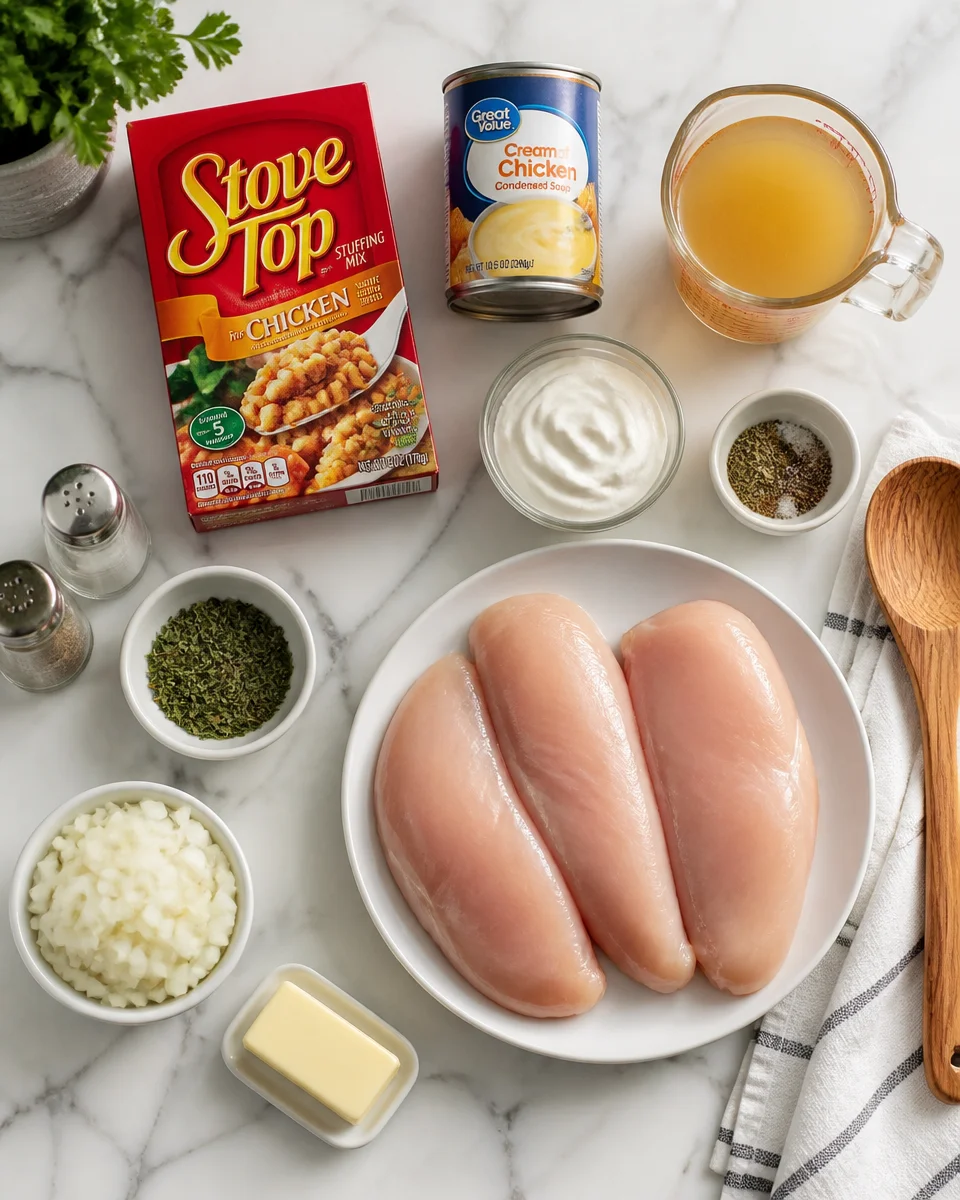 Crock Pot Chicken and Stuffing Casserole