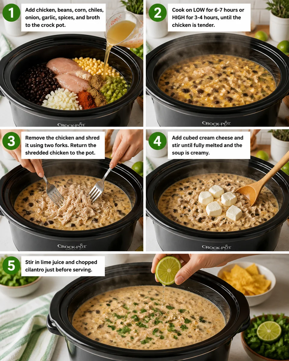 Crock Pot Creamy White Chicken Enchilada Soup