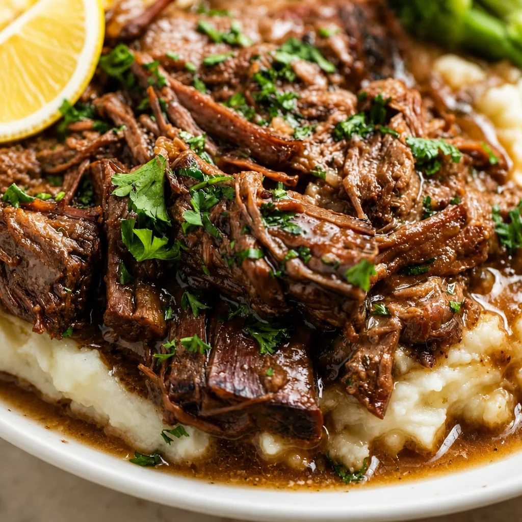 Delicious Crock Pot Mississippi Pot Roast with Pepperoncini and ranch dressing mix.